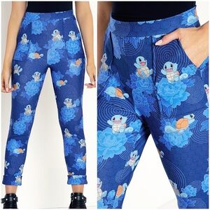 Blackmilk Pokemon Blue Squirtle Flowers Cuffed Pants